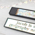 personalised map pencils sets for teachers and map lovers by six0six design