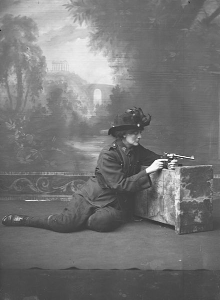 Countess Markievicz studio portrait with a gun