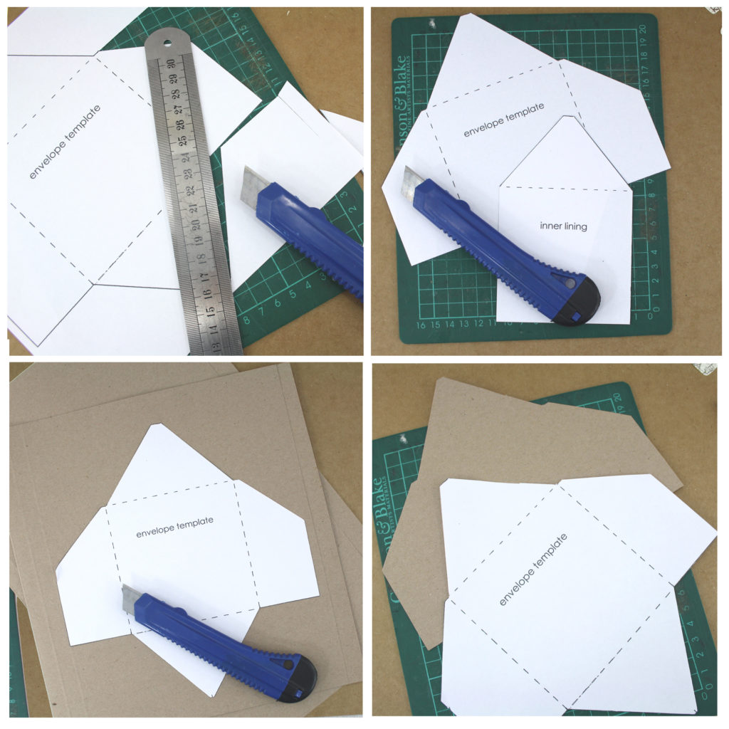 step 1 and 2 cut out your templates and select your material to make your envelope