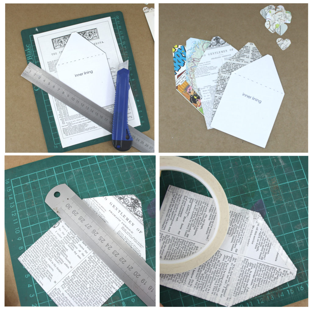 step 4 to 7 making the inset inner lining for your envelope