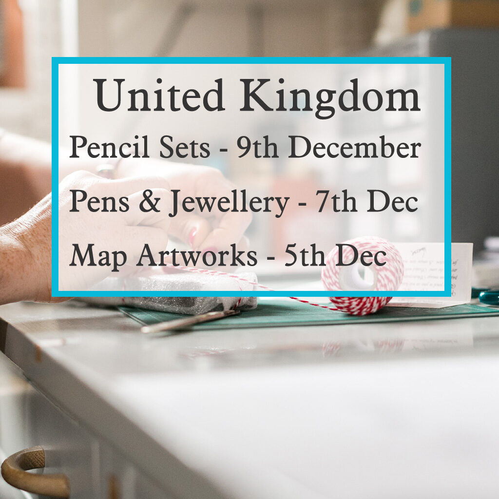 Last order dates for handmade gifts to the UK from six0six design