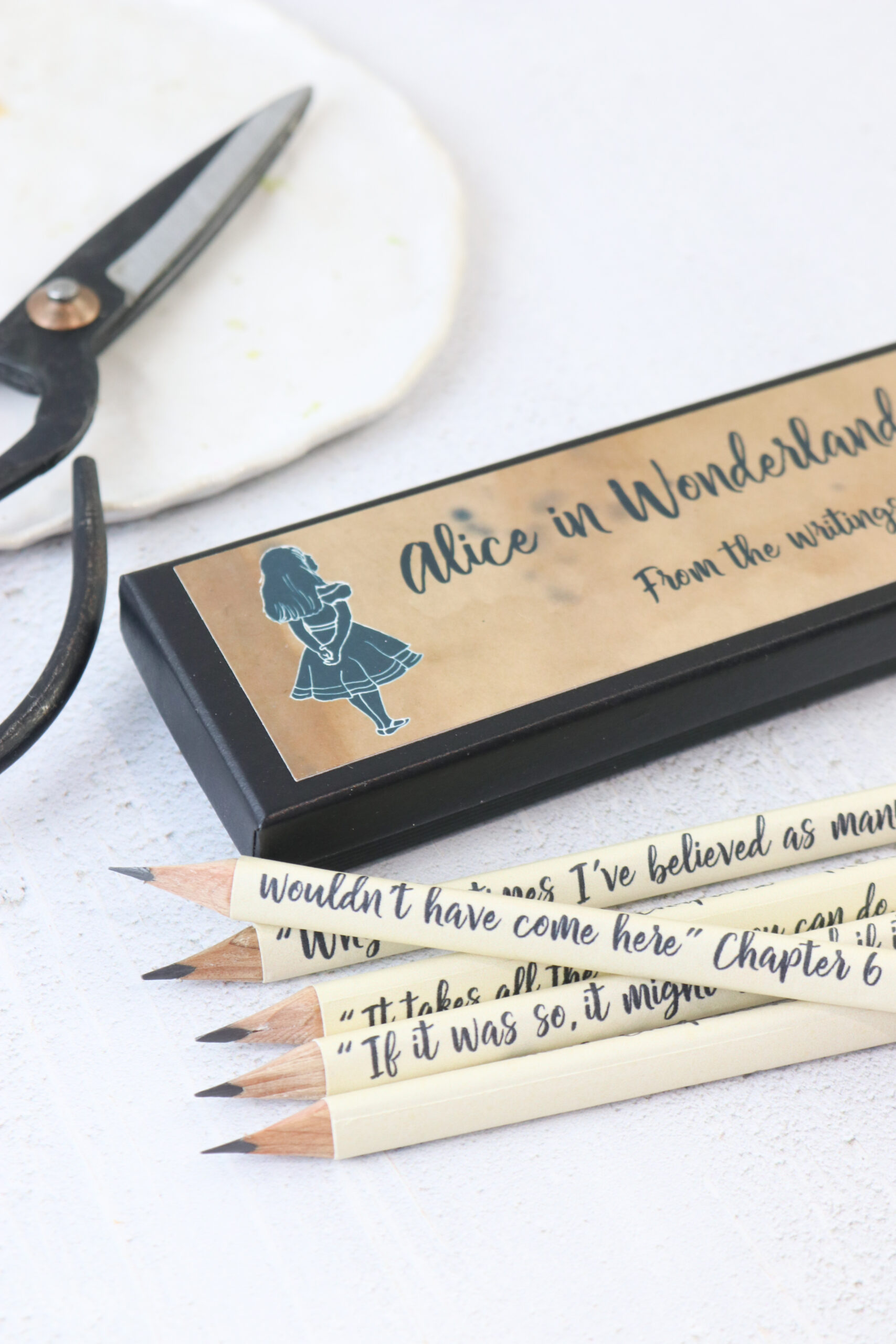 Alice in Wonderland Gift Pencil Set. Gifts for book lovers