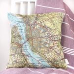 custom map location cushion from girlandbird