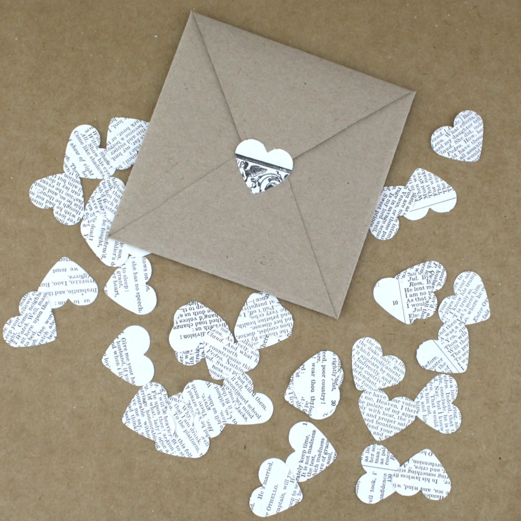 Adding book confetti to your envelope 